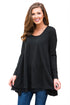 Sexy Black Swingy Layered Long Sleeve Tunic